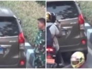 Seorang pemotor menabrak mobil TNI | Foto : Instagram @fakta.jakarta