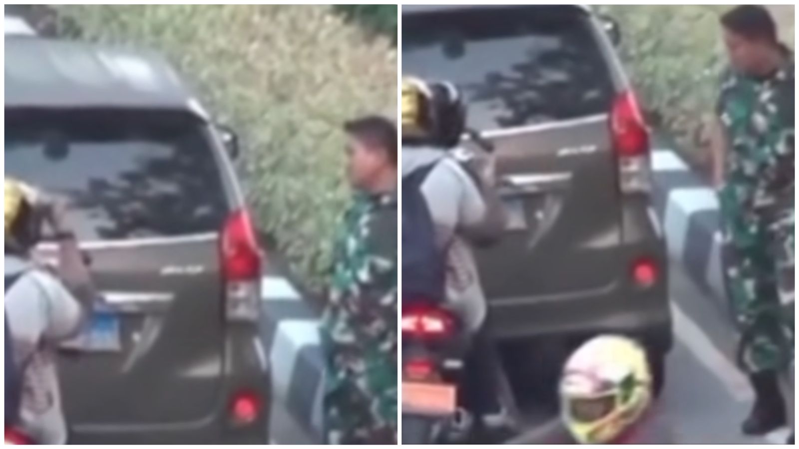 Seorang pemotor menabrak mobil TNI | Foto : Instagram @fakta.jakarta