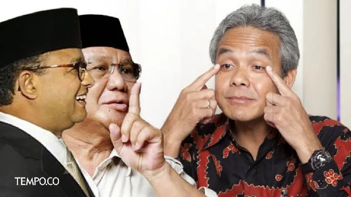 Prabowo Subianto Ganjar Pranowo dan Anies Baswedan