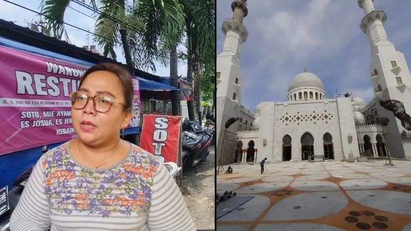 Kolase foto Pemilik Warung Makan Restu Bunda dan Proyek Masjid Syeikh Sayid Solo | Foto Ando