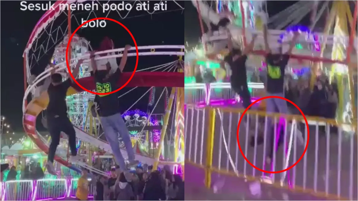Wanita Cantik Terjatuh Dari Wahana Permainan Tangkapan layar video detik-detik seorang wanita cantik terjatuh dari wahana Cembrengan Sragen di group WhatsApp | Huriyanto | Joglosemarnews.com
