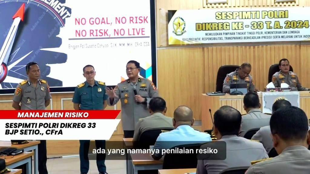 Widya Iswara Sespim Polri Brigjen Pol Susetio Cahyadi Paparkan Manajemen Risiko