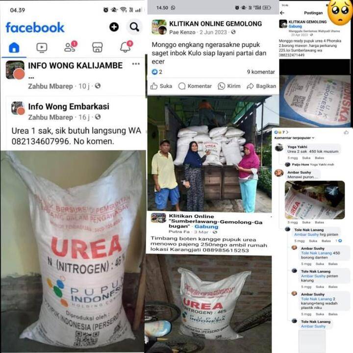 penjualan pupuk subsidi di Group Facebook