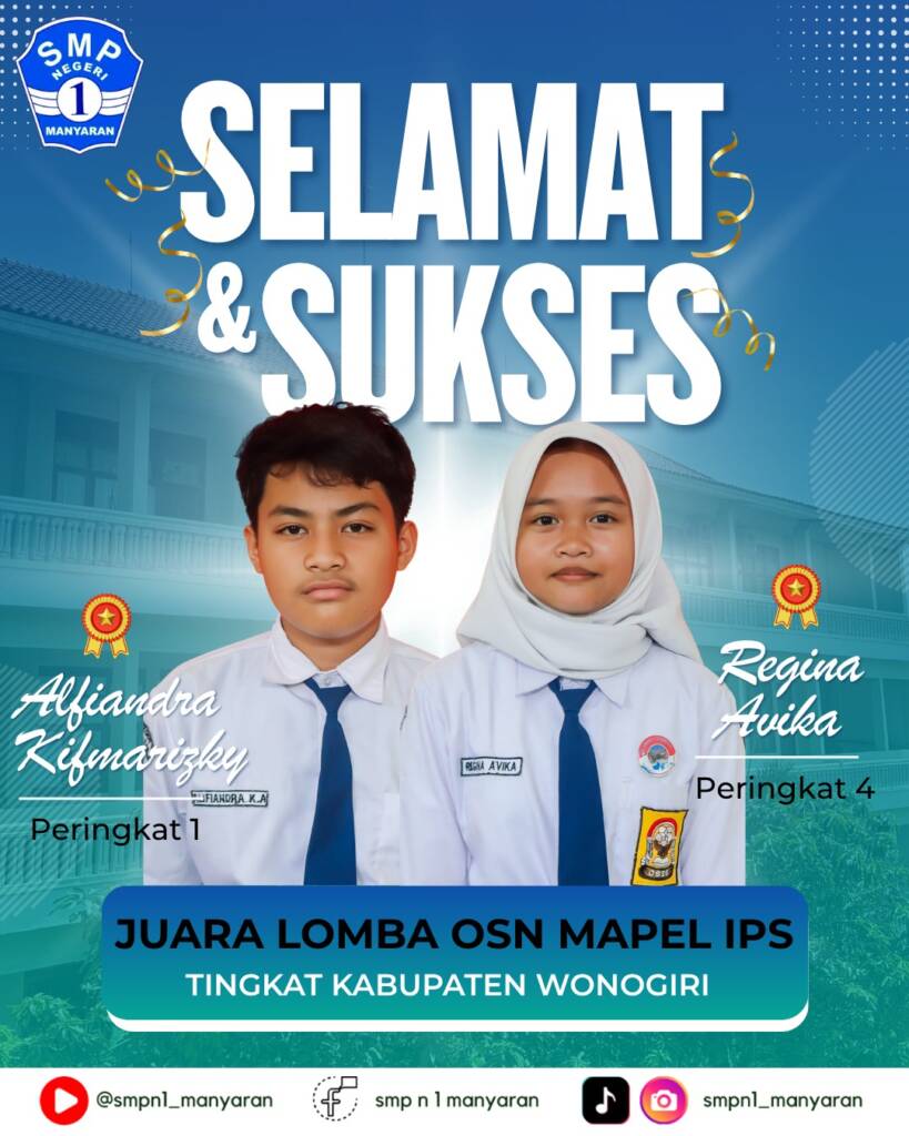 Bikin Bangga Wonogiri! 2 Murid SMPN 1 Manyaran Tembus OSN Provinsi Jateng